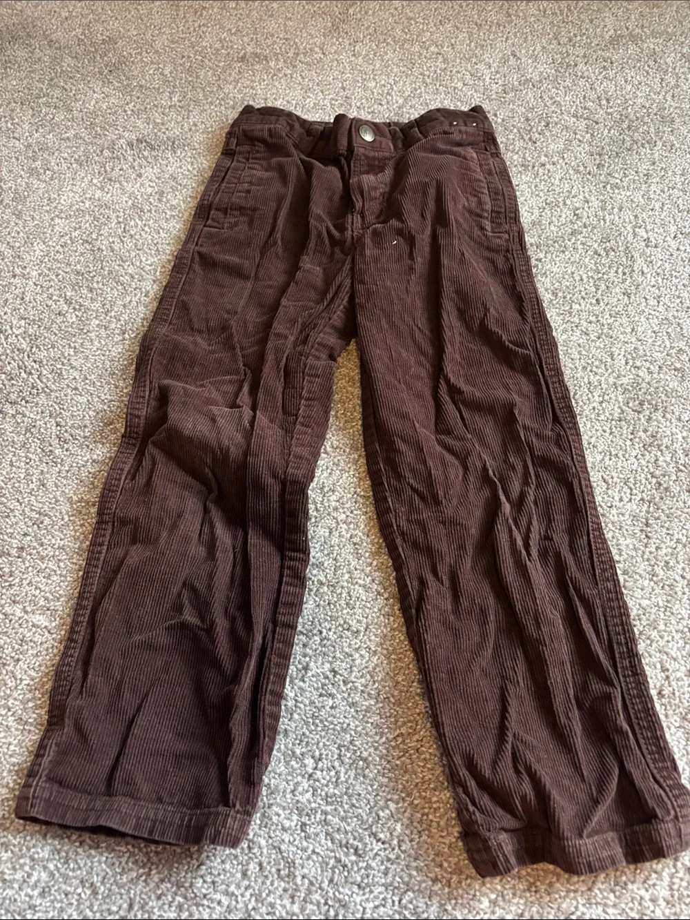 Kids Long-Sleeve Skateboard Graphic Tee and Brown Corduroy Pants bundle